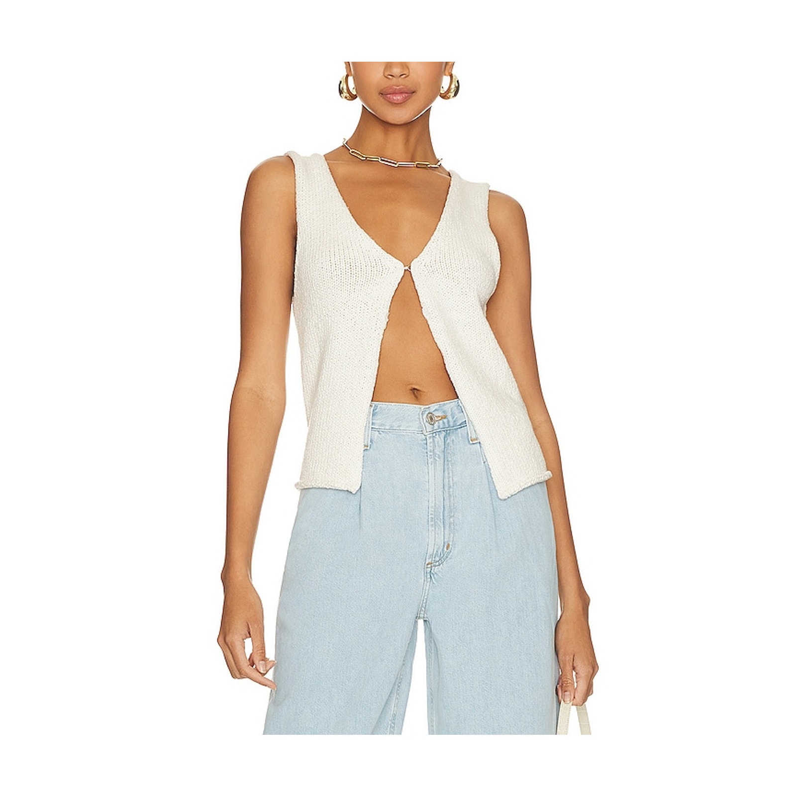 Line & Dot Cozy Ivory Renegade Vest Size M